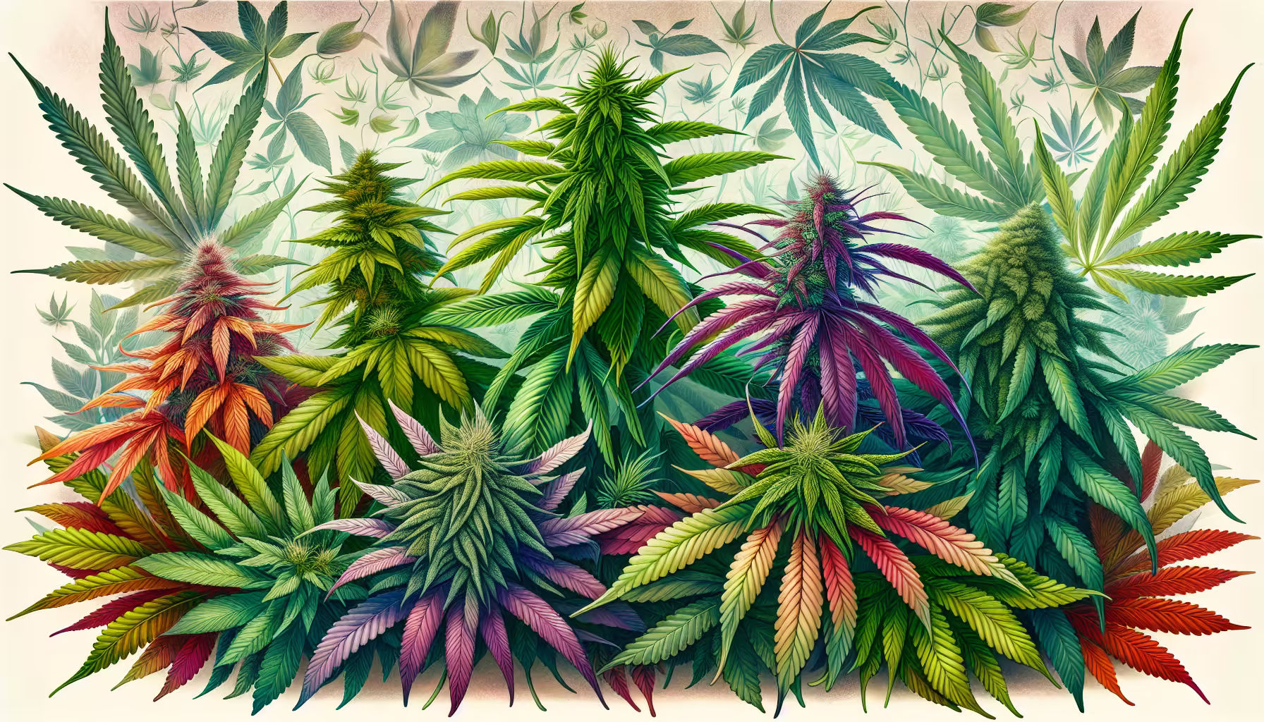 A wallpaper displaying cannabis flower growth branches.